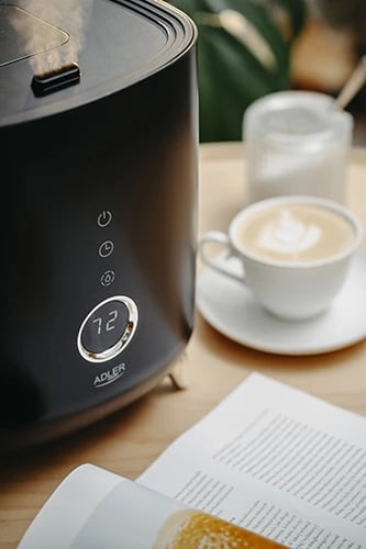 Lagështues ultrasonik, Adler, AD 7972, depozitë 4L, kapacitet 150-300 ml/orë, zonë deri 35 m2, ekran LED me touch, timer, aromaterapi, i zi