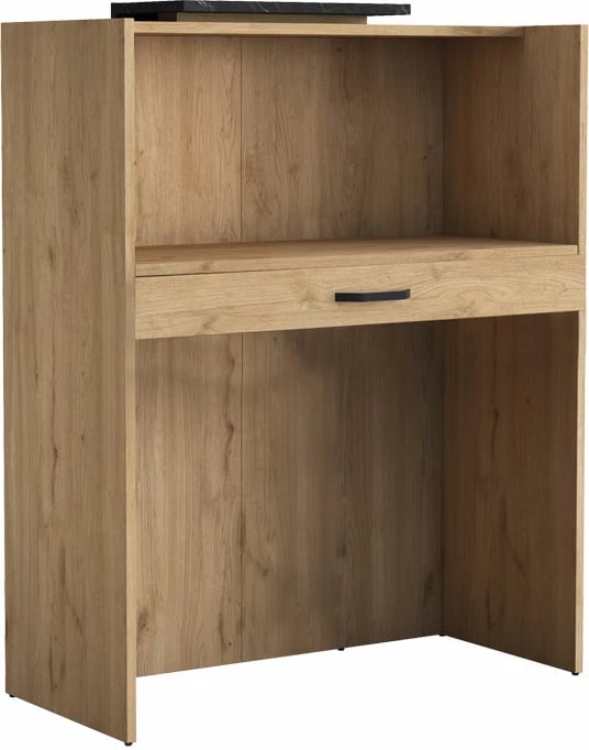 Tavolinë recepsioni Zowel, melaminë natyrale-mermer i zi, 90x40x110cm