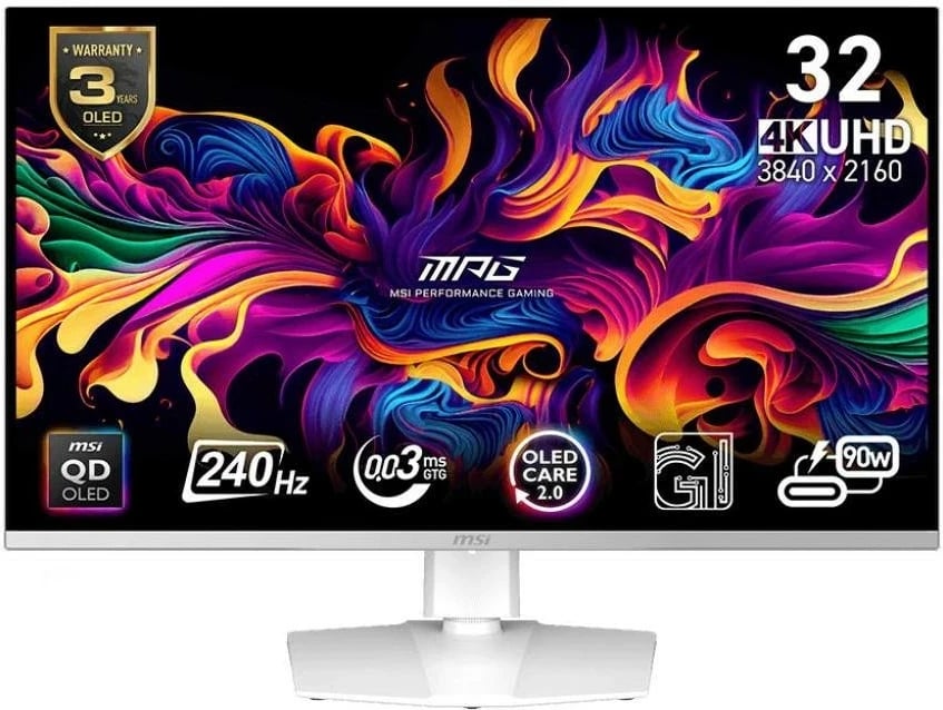 Monitor MSI MPG 321URXW QD-OLED 31.5 inç 4K 240Hz i bardhë