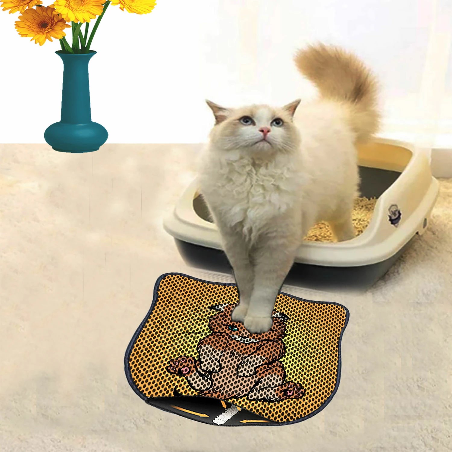 Tapet për rërë mace, shumëngjyrësh, Paws & Whiskers, Kdkafa0194, 40x50cm