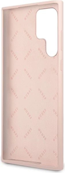 Mbështjellës Guess për Samsung Galaxy S23 Ultra, Silicone Vintage Gold Logo, Rozë