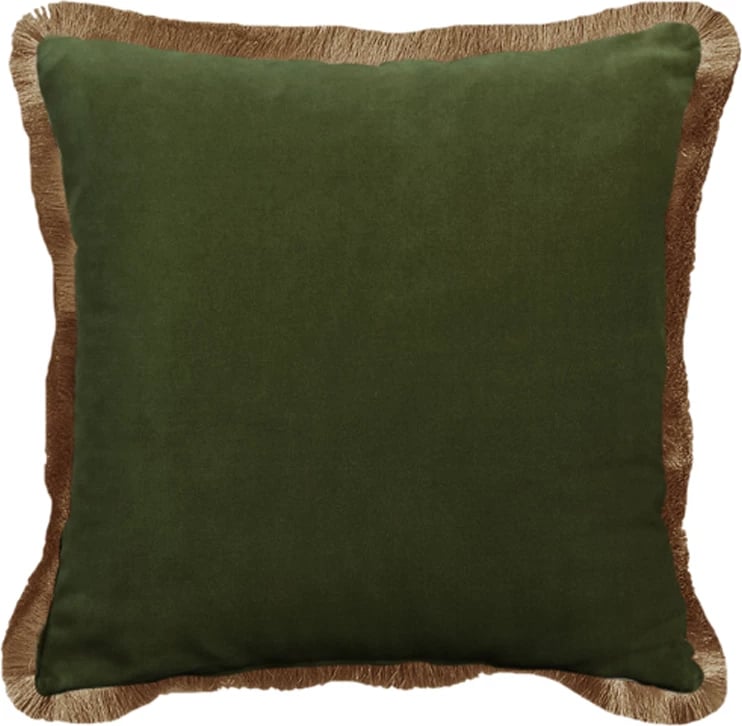 Jastëk dekorativ Terricio, kadife, ngjyrë ulliri-ari, 45x45cm