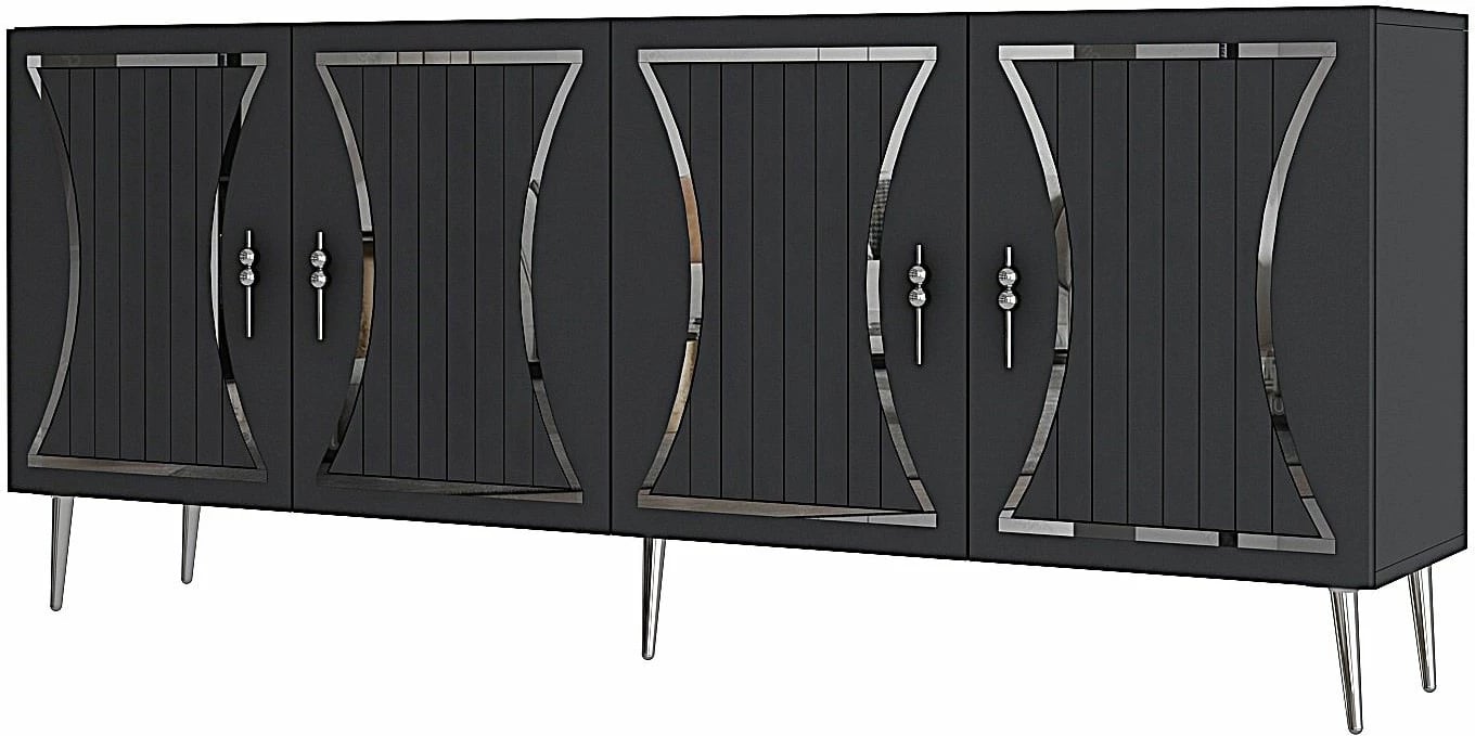 Konsol Skye Decor, ngjyrë antracit dhe argjendi