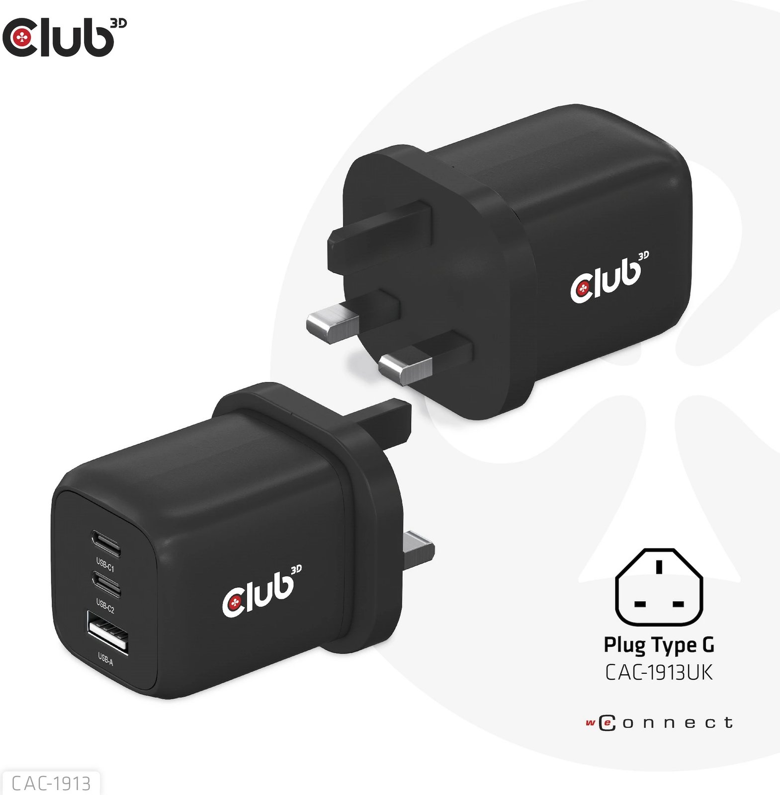 Karikues Club3D CAC-1913EU, 2xUSB Type-C, 1xUSB Type-A, PD 65W, GaN, i zi