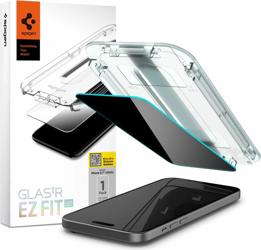 Xham mbrojtës Spigen Glas.tR EZ Fit Privacy për iPhone 15 Plus, Transparent
