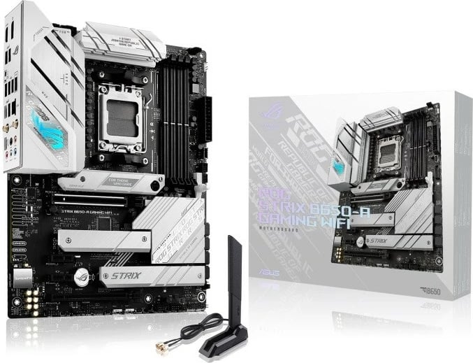 Pllakë amë Asus ROG STRIX B650-A Gaming WiFi, ATX, Socket AM5, DDR5, Wi-Fi 6E, e argjendtë