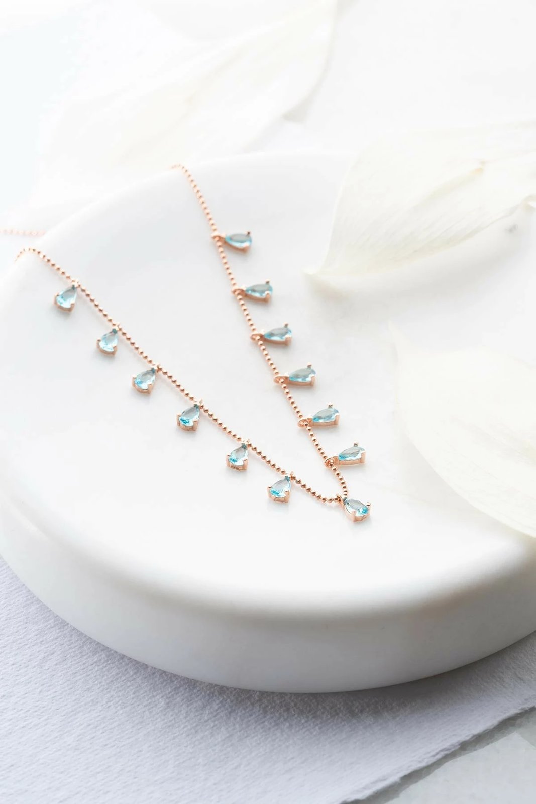 Varëse argjendi Jumeon, ngjyrë ari rozë, gurë akuamarin, NRZ999080