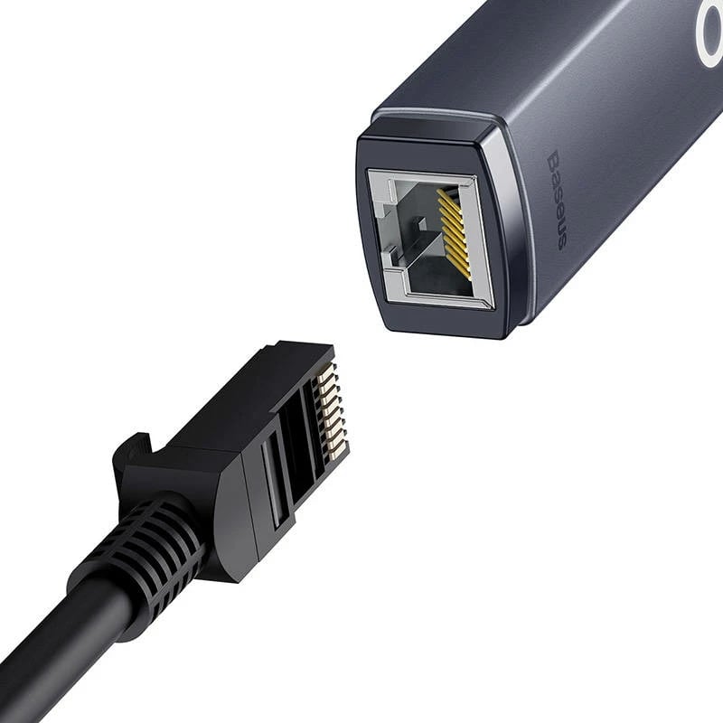 Adapter rrjeti Baseus Lite Series WKQX000113, USB në RJ45, 1000 Mbps, Gri