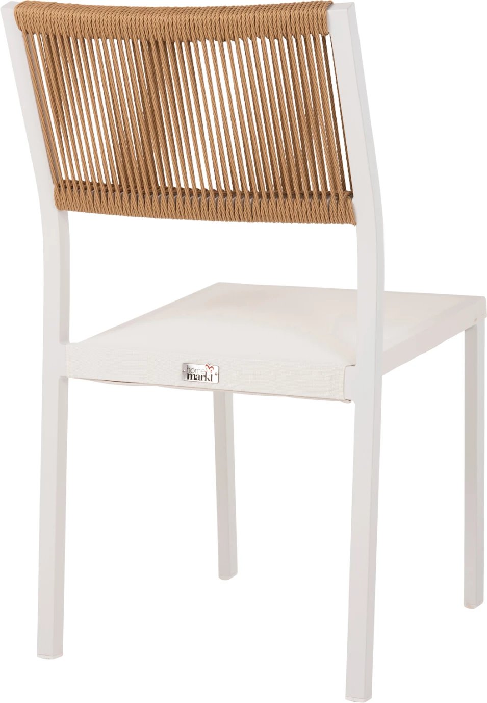 Karrige alumini FH5921.02, kornizë e bardhë dhe tekstil me ratan sintetik bezhë, 46x55.5x83H cm