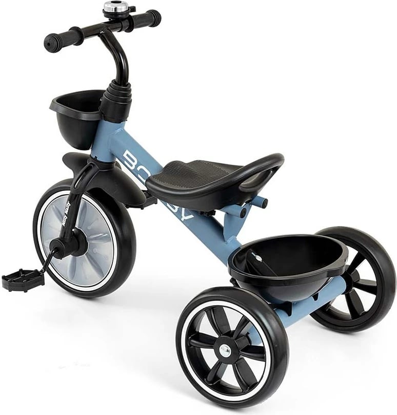 Tricikël fëmijësh, Milly Mally, Bobby, kornizë çeliku, rrota EVA, kambëza të heqshme, 24M+, blu