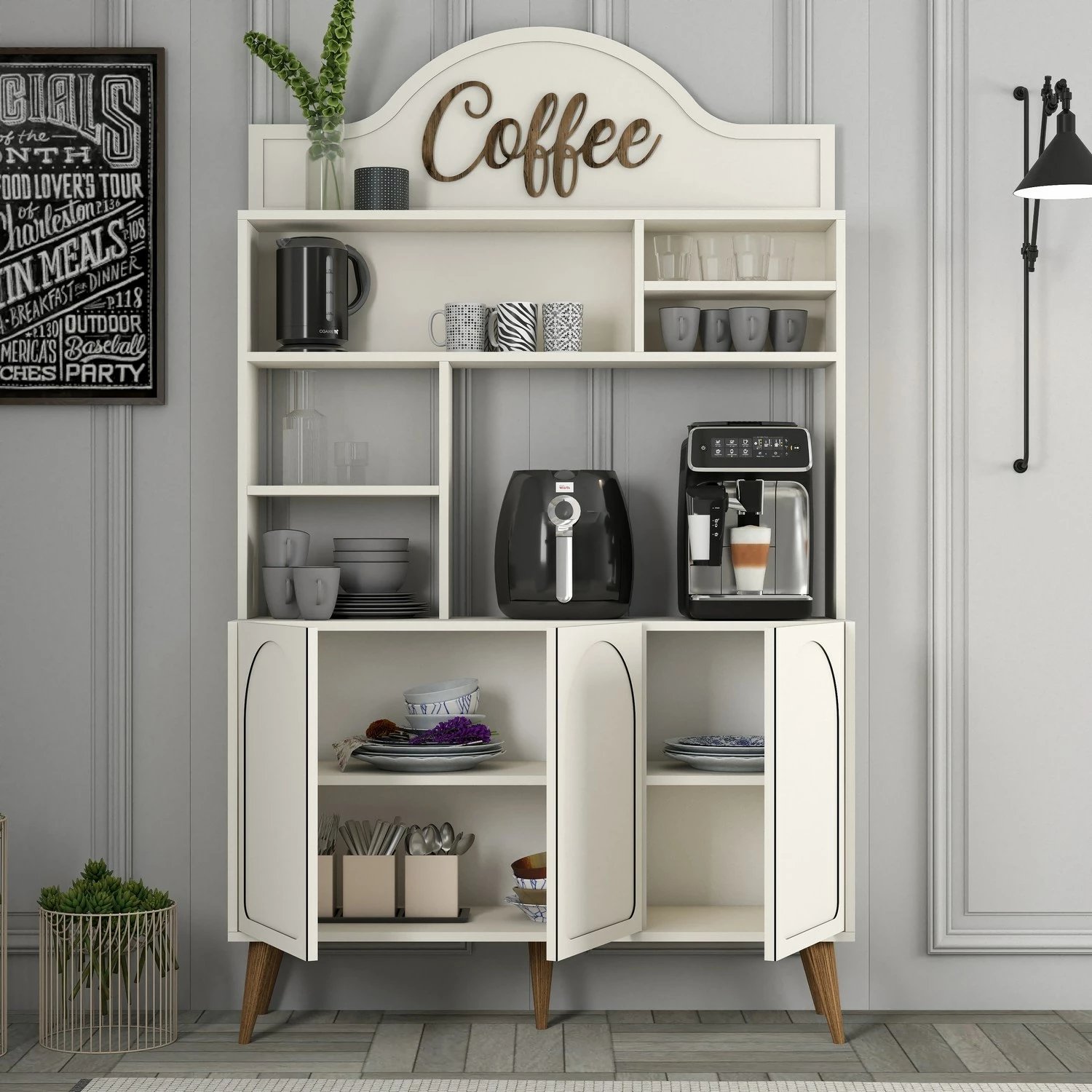 Dollap për kafe, ngjyrë krem dhe arre, Skye Decor Lyon 120