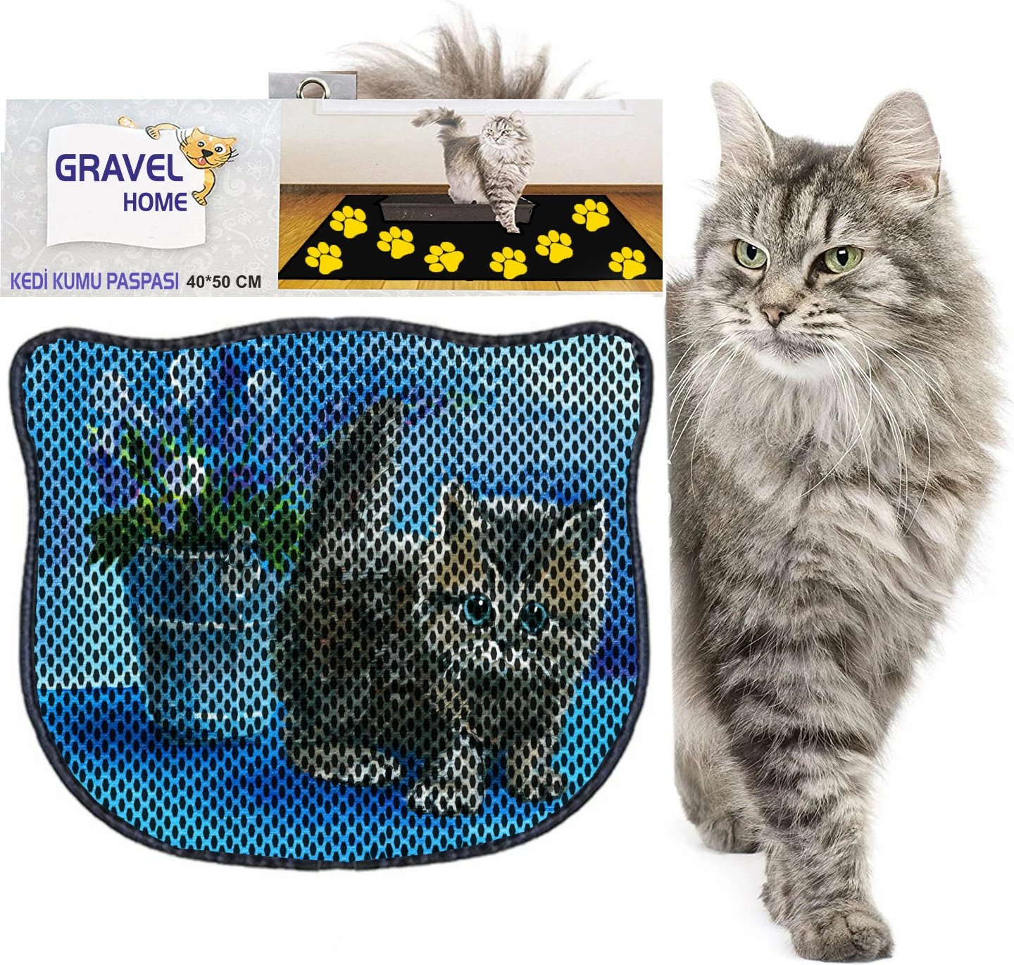 Tapet për rërë mace, shumëngjyrësh, Paws & Whiskers, Kdkafa0132, 40x50cm