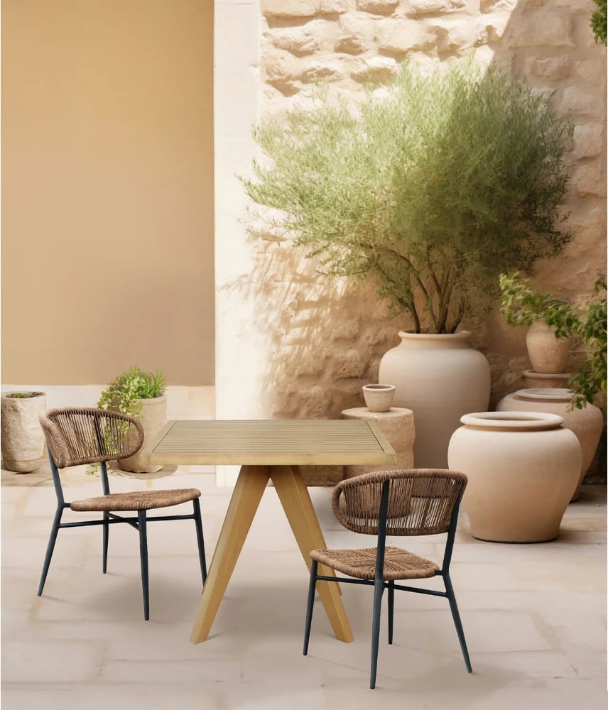 Tavolinë Doga, dru natyral eukalipt, 90x90x75cm