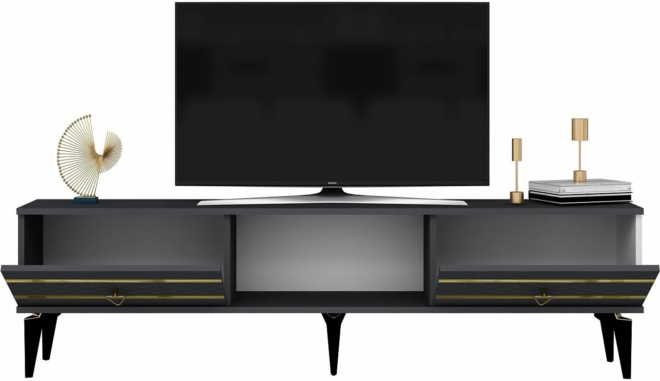 Komodë TV Skye Decor, ngjyrë antracit, ari