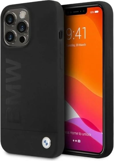 Mbështjellës BMW Silicone Signature Logo MagSafe për iPhone 13 / 13 Pro, i zi