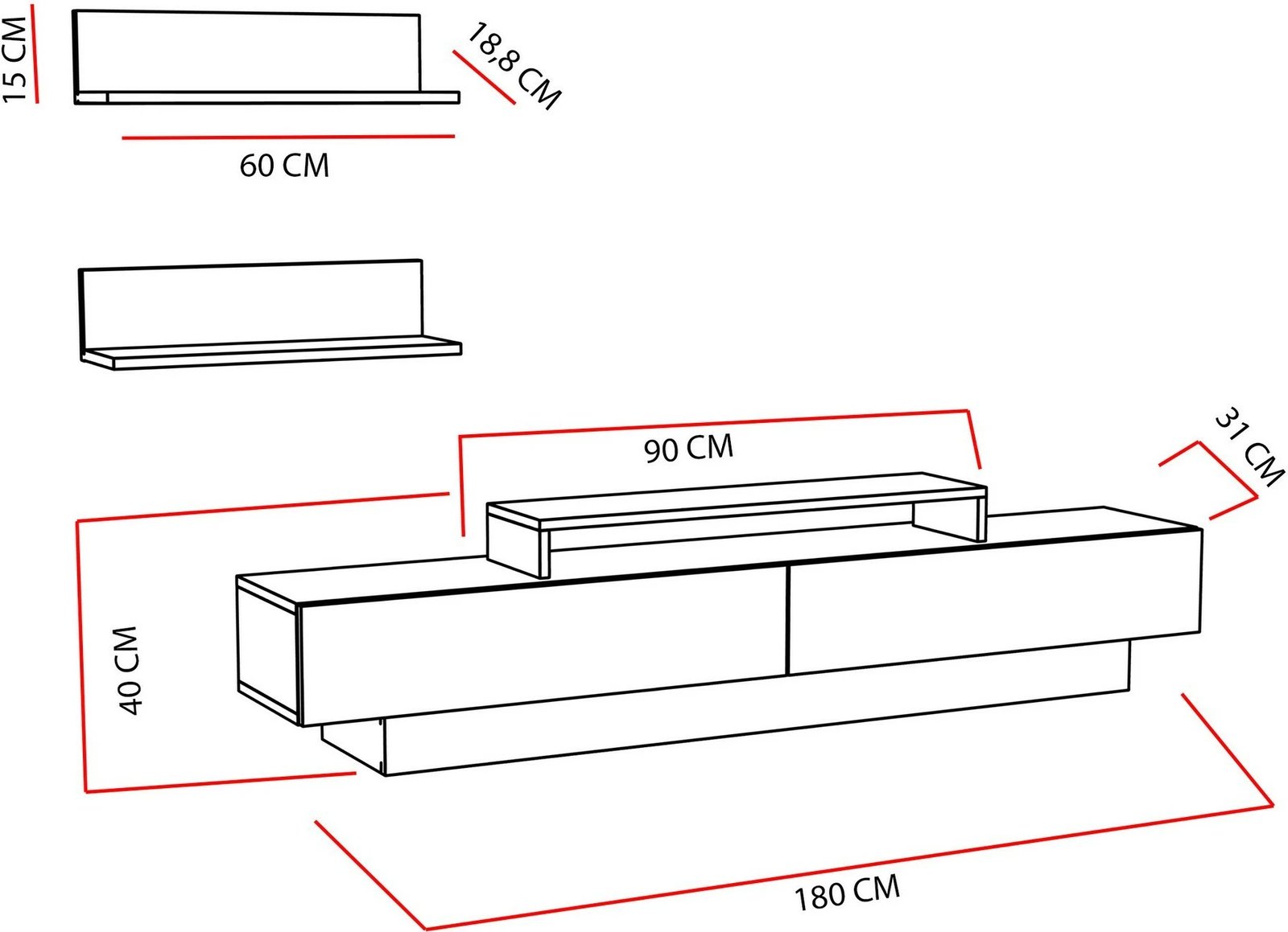 Komodë TV Hanah Home, Lucca TV, e bardhë