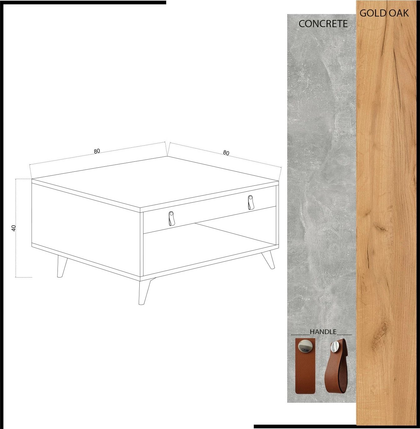 Tavolinë kafeje Hanah Home, Brida, ngjyrë lis dhe e bardhë, me 2 sirtarë