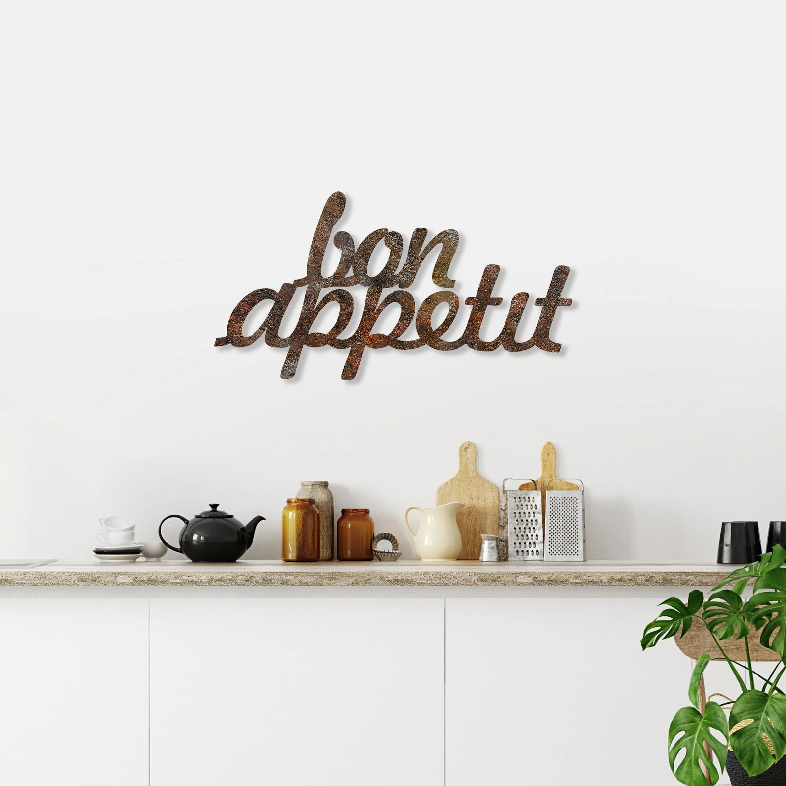 Aksesor dekorativ metalik për mur, Wallity, ngjyrë antike, Bon Appetit