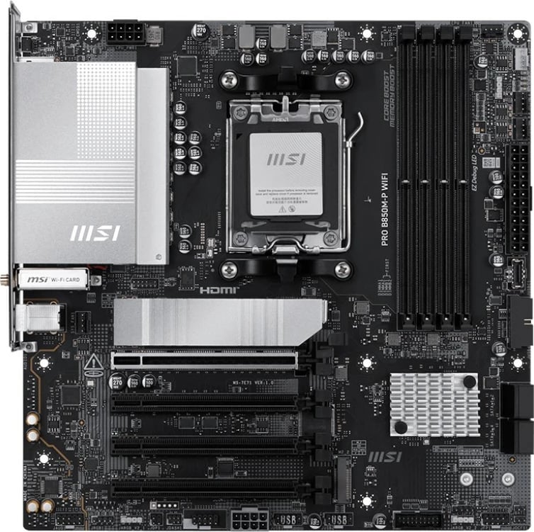 Pllakë amë MSI PRO B850M-P WIFI, Socket AM5, DDR5, micro ATX, Argjendtë