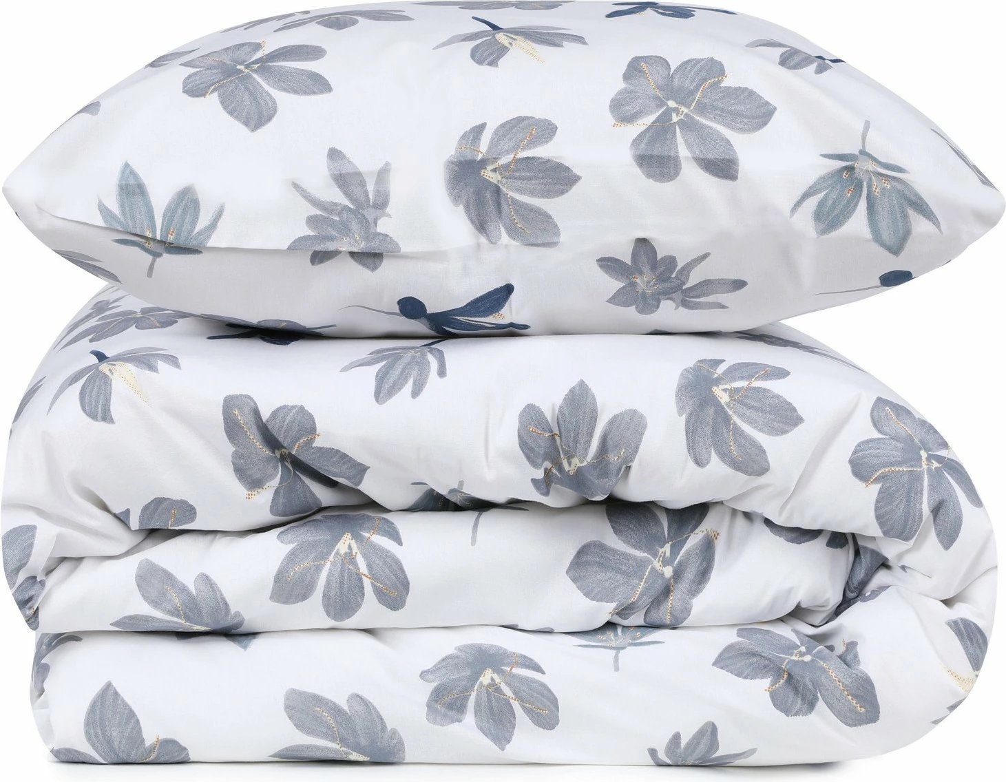 Set mbulesë për jorgan Super King Ranforce, L'essentiel, Fleur, e bardhë/gri/blu e errët