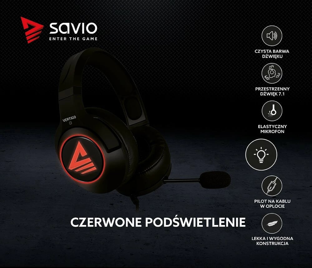 Kufje gaming Savio Vertigo me mikrofon, Surround 7.1, USB, të zeza Kufje gaming Savio Vertigo me mikrofon, Surround 7.1, USB, të zeza