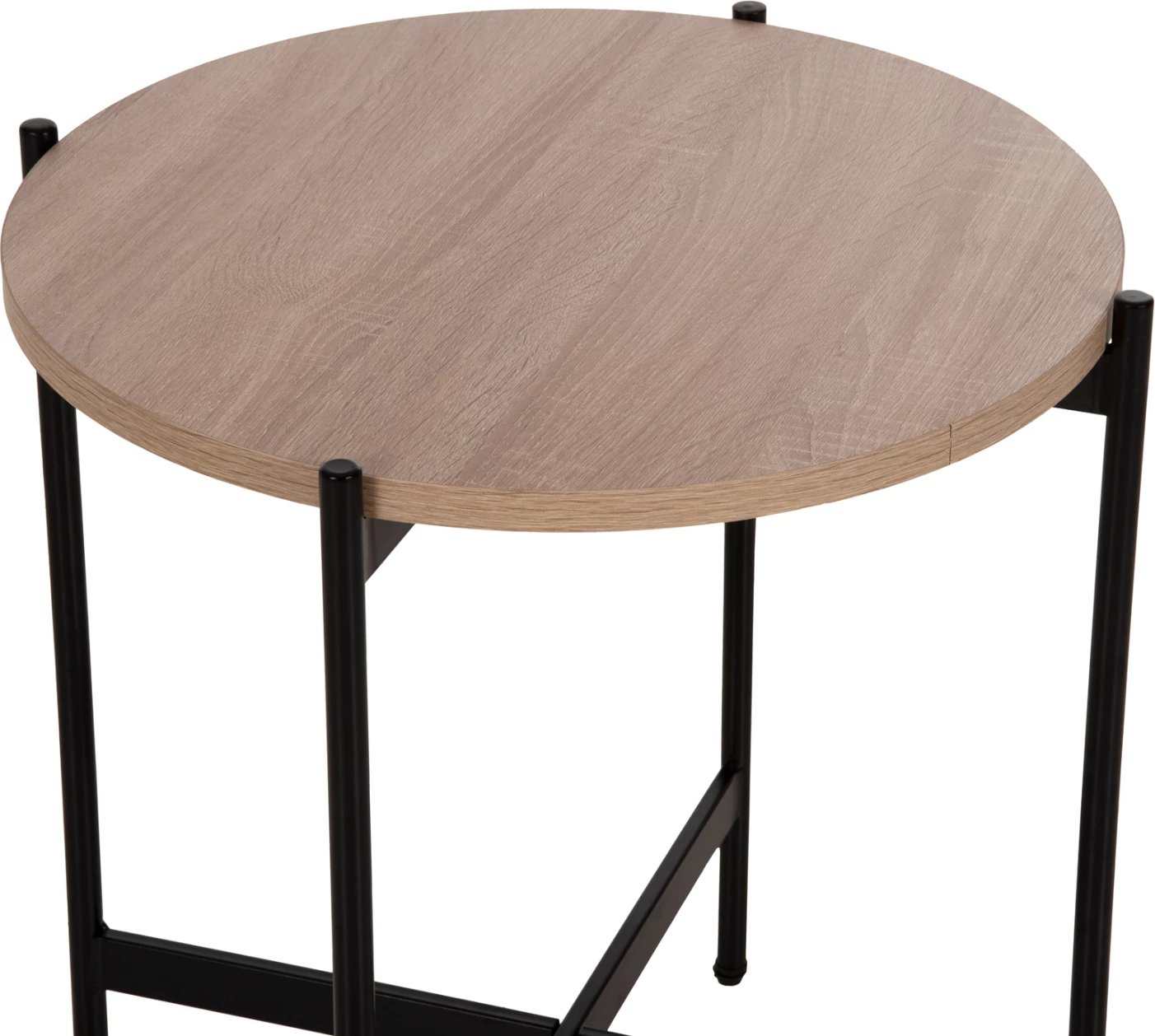 Tavolinë anësore FH9589.03 MDF SONOMA-Bazë metalike e zezë Φ50x55Hcm