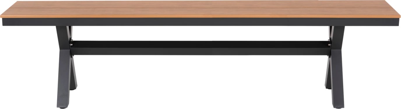 Stol alumini TAWNEE FH6040.01, ngjyrë antracit, sipërfaqe polivudi, ngjyrë druri natyral, 220x36x44.5H cm