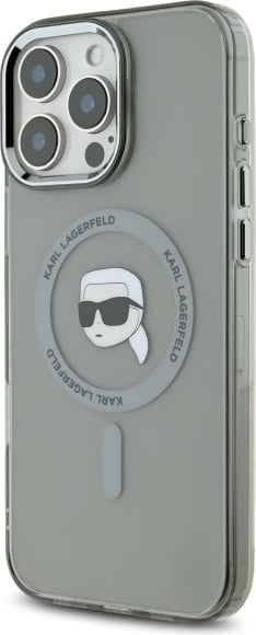 Mbështjellës Karl Lagerfeld IML Metal Karl Head MagSafe për iPhone 16 Pro Max, Zi