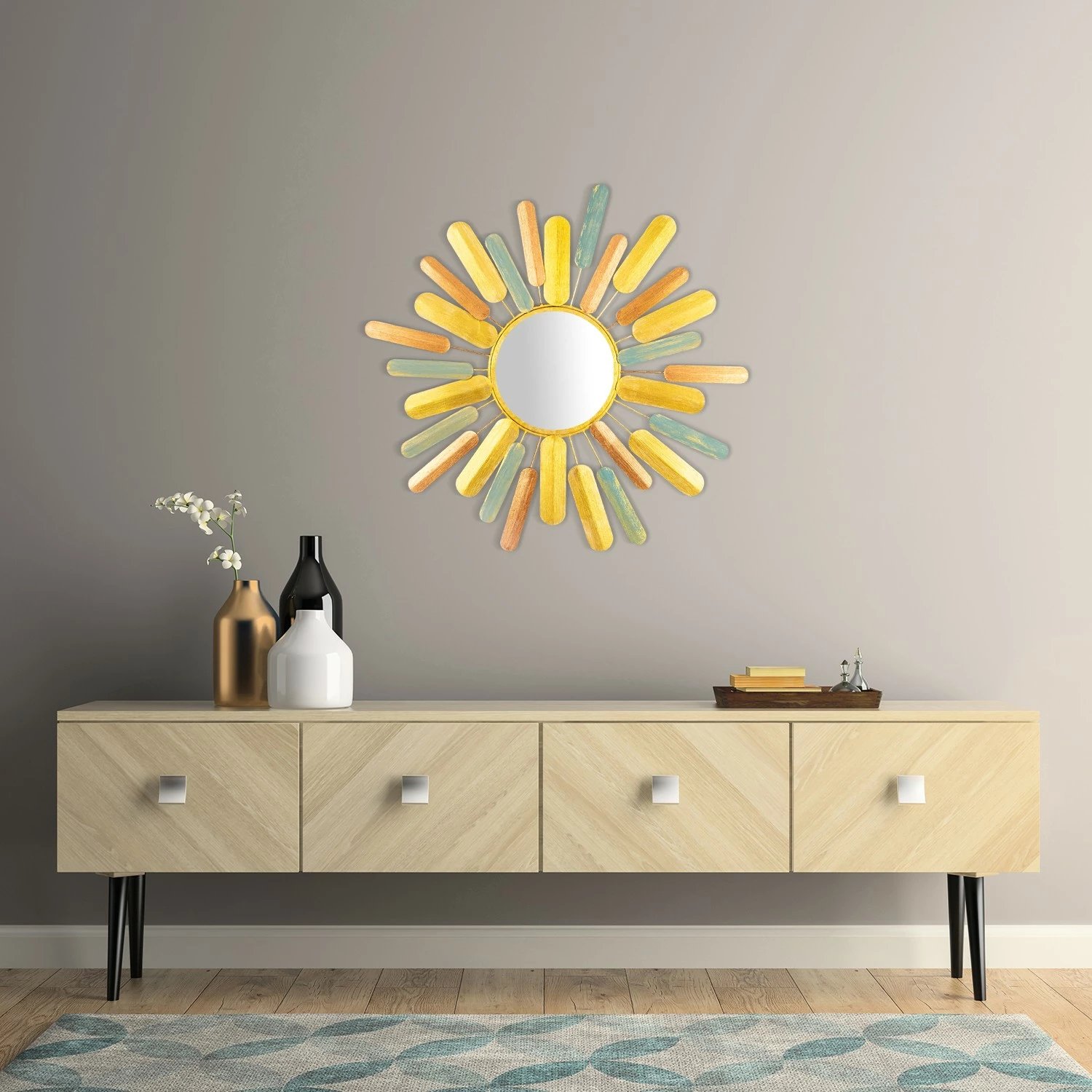 Aksesor dekorativ metalik për mur, Wallity, Hacakpur, shumëngjyrësh, 75x75cm