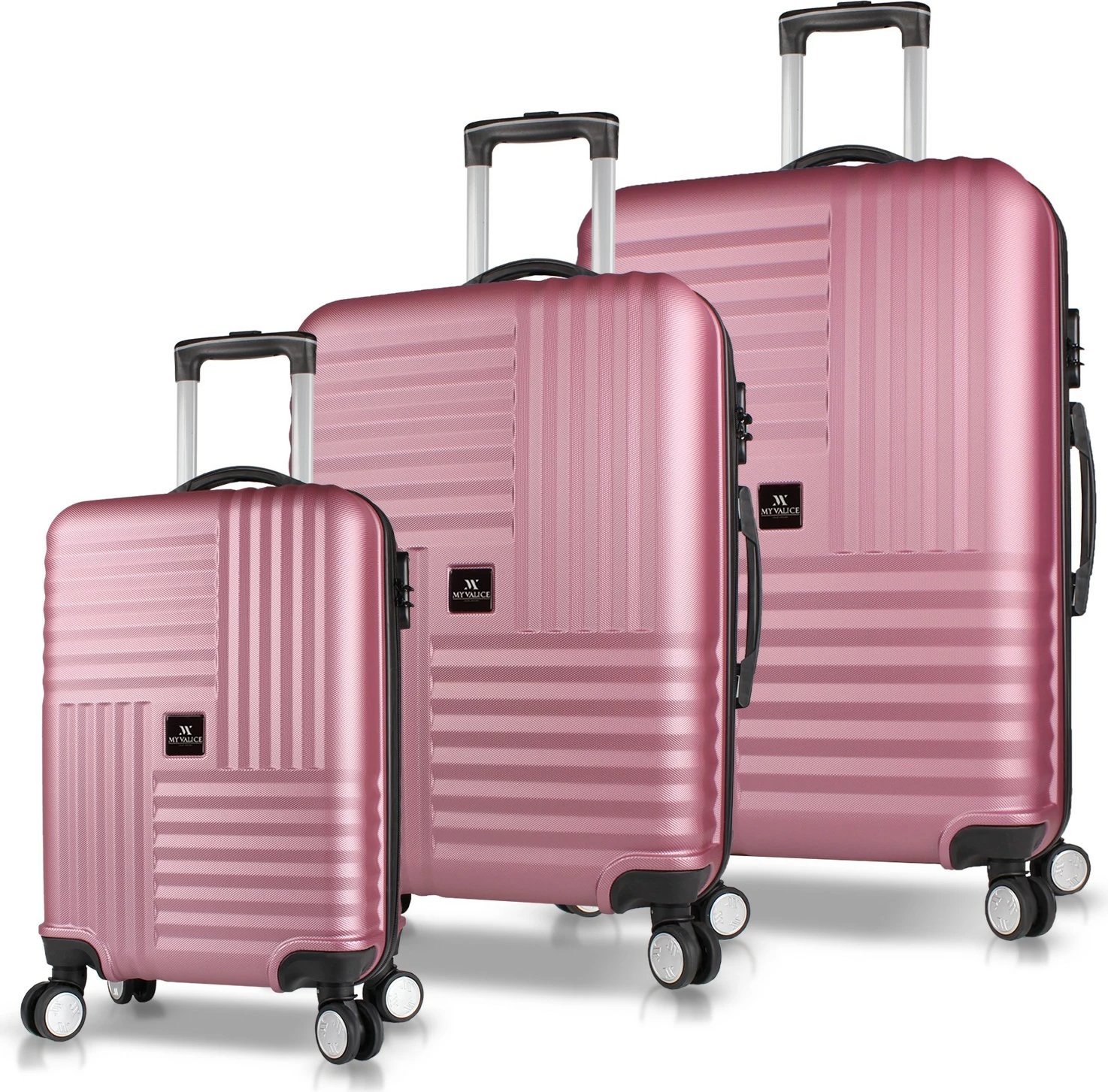 Set valixhesh (3 copë), Zoozie Bags, 8111, ngjyrë rozë e artë