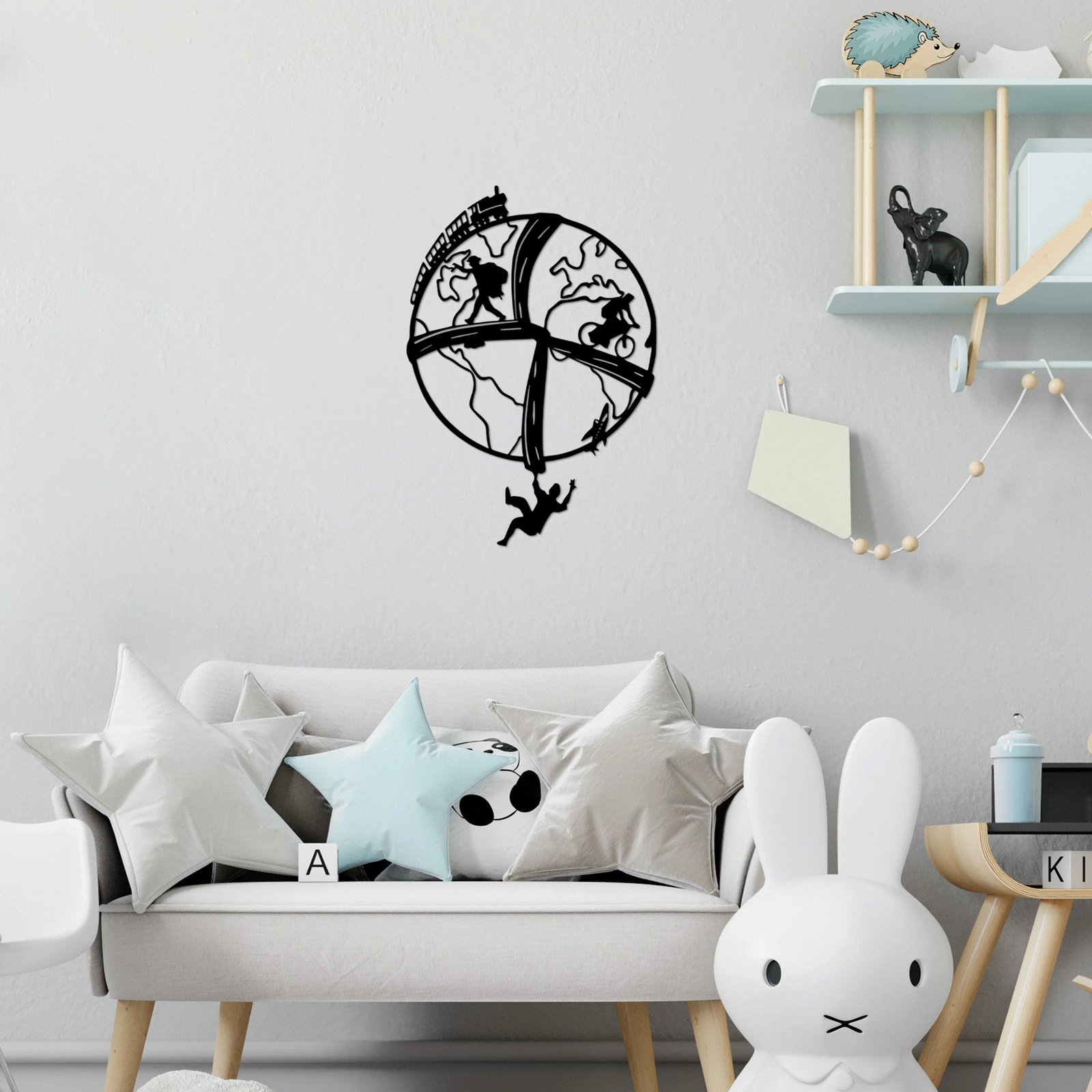 Aksesor dekorativ metalik për mur, Travel The World, Wallity, 46x66cm