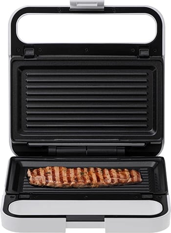 Sandwich maker 2-në-1, Adler AD 3070, pllaka të ndërroshme toast + grill, 850W (1100W max), i bardhë