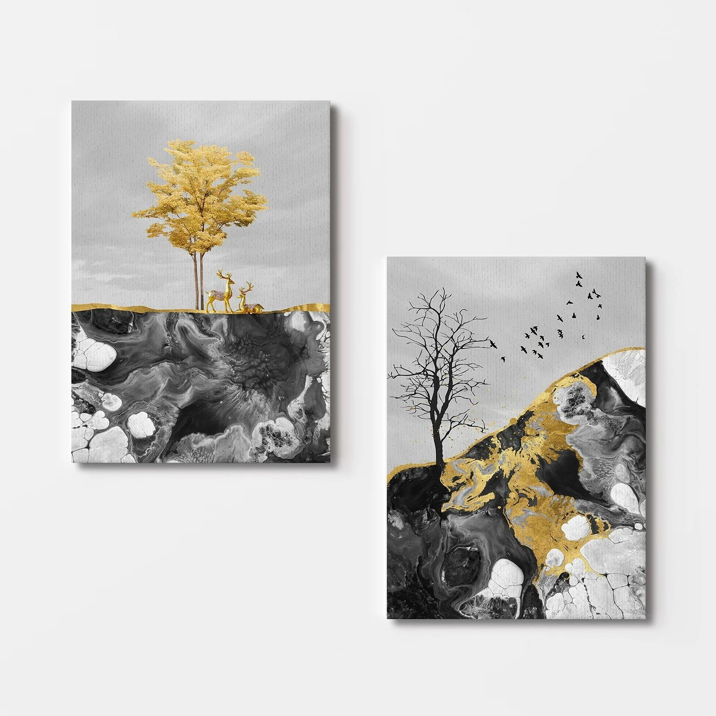 Pikturë dekorative në kanavacë, shumëngjyrëshe, 2 copë, Wallity, 70x100cm