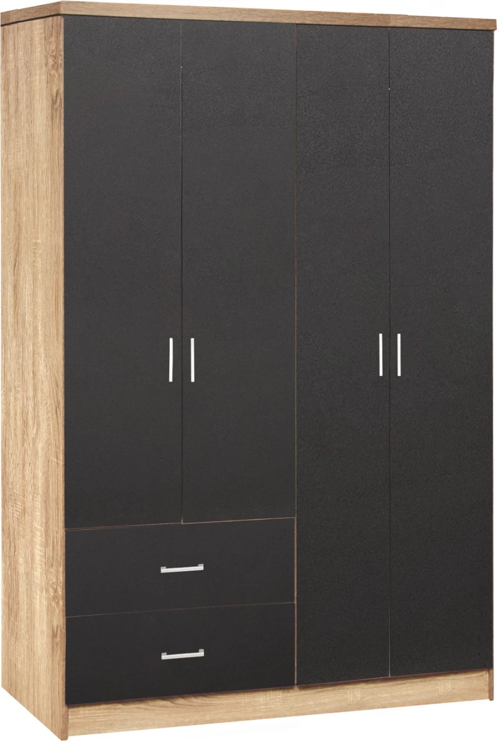 Dollap 4 dyer me 2 sirtarë FH339.04 Sonama-Gri 120x42x181cm