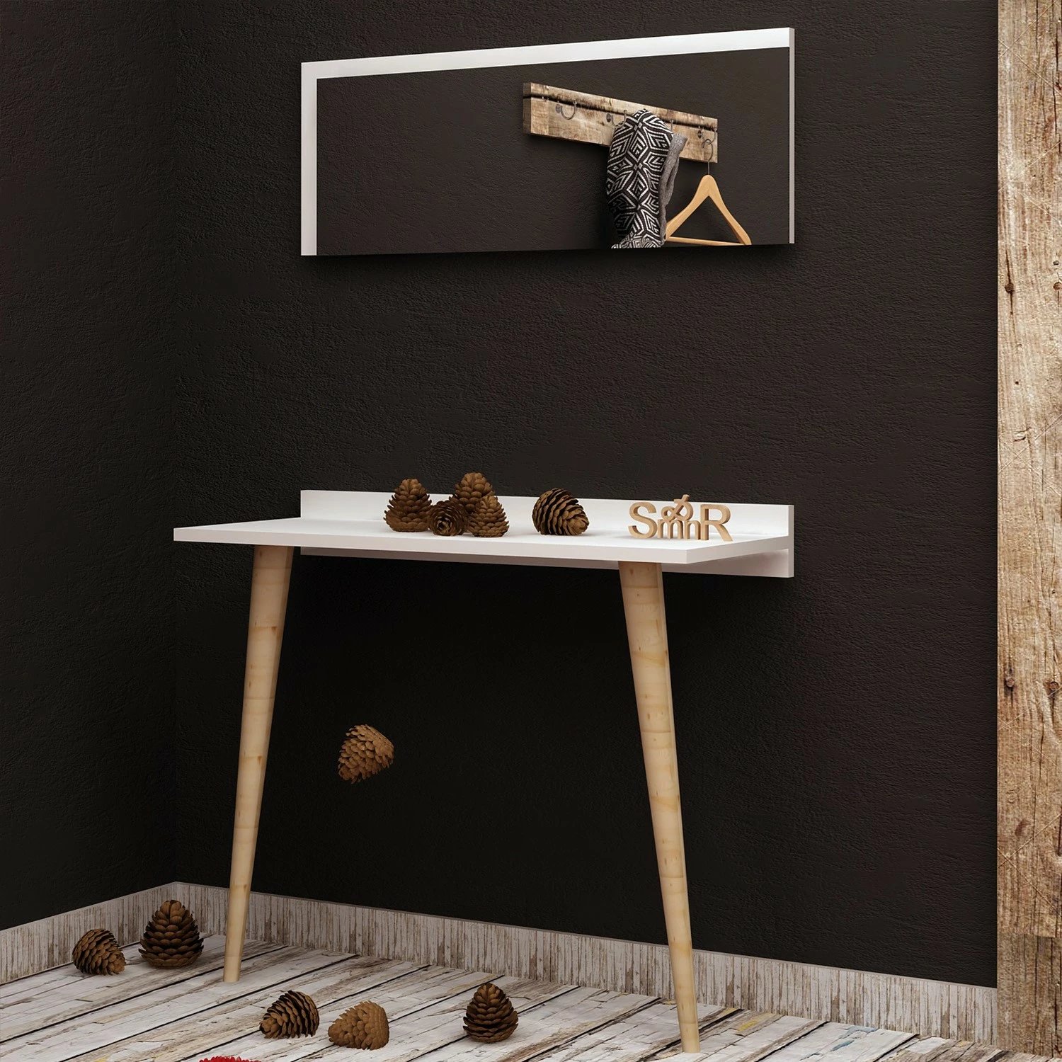 Komodë Hanah Home, Venezia, e bardhë, me pasqyrë