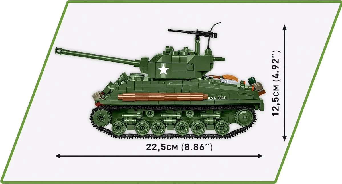 Set blloqesh Cobi Sherman M4A2E8 (76)W, 865 pjesë, 5 figurina, Jeshile