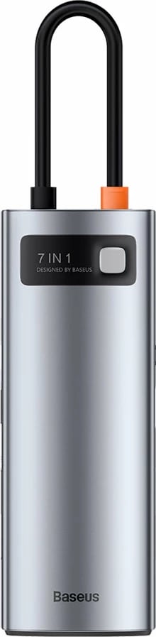 Kasë USB HUB Baseus Metal Gleam Series 7in1, USB-C, HDMI, TF, PD, Gri