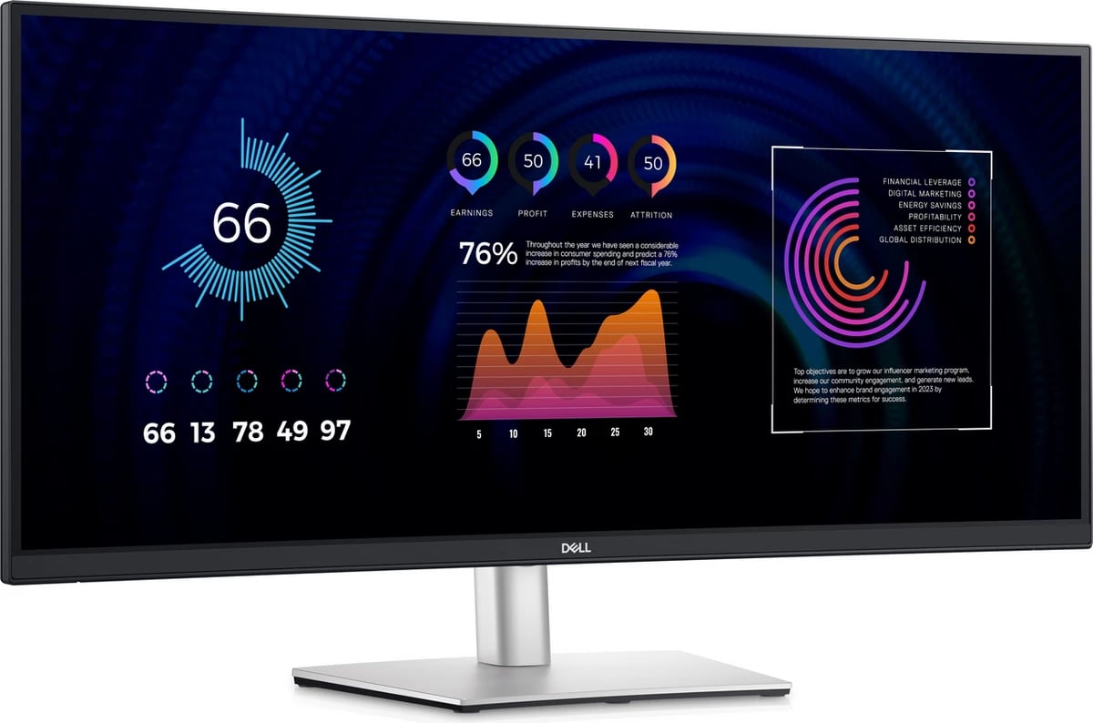 Monitor, Dell, P3424WE (210-BGTY), 34" ultrawide WQHD me USB-C hub, e zezë