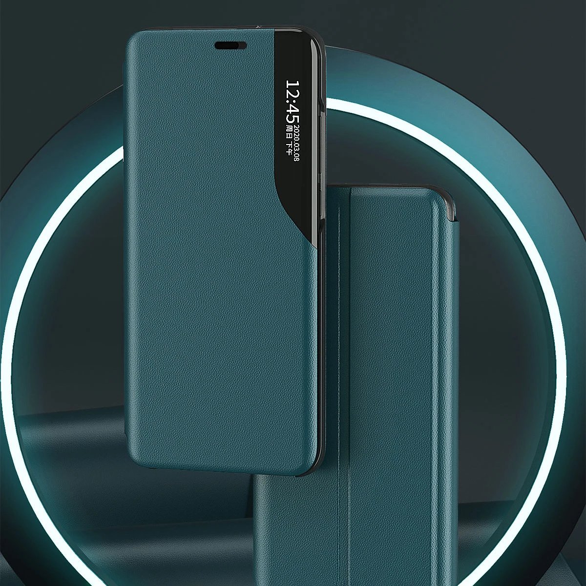Mbështjellës Hurtel Eco Leather View Case për iPhone 13 Pro Max, me qëndrim, vjollcë