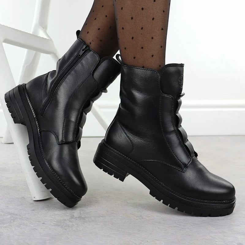 Çizme të shkurtra femra Rieker Y3160-00, të zeza