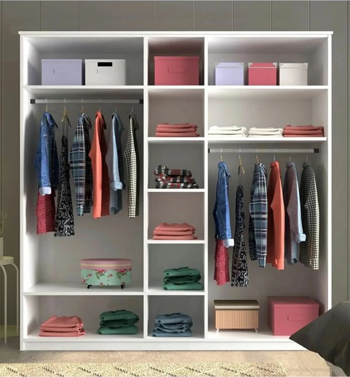 Dollap rrobash Skye Decor, ngjyrë e bardhë mat, RB-016