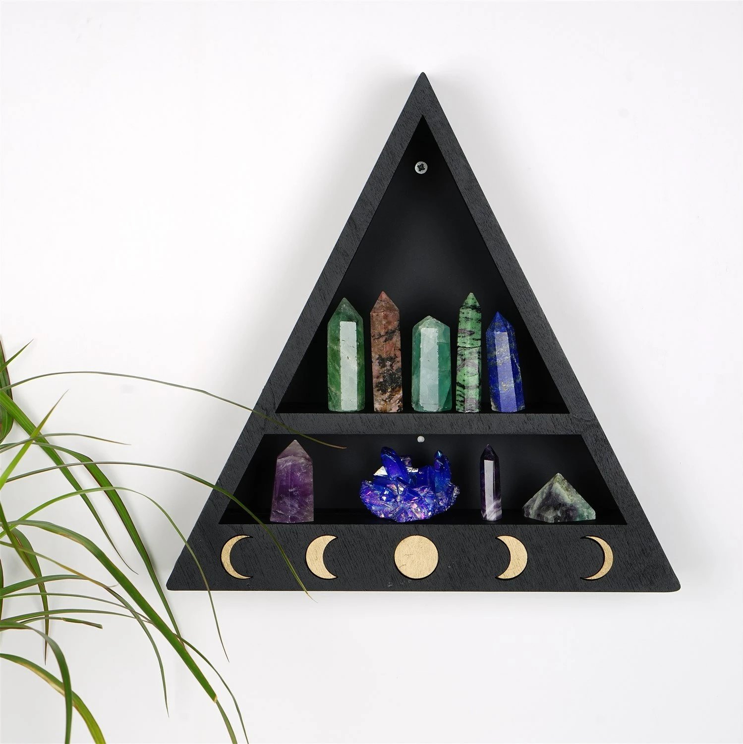 Raft muri dekorativ, dru i fortë, ngjyrë e zezë, Skye Decor, Cry001-S, 30x30x6 cm