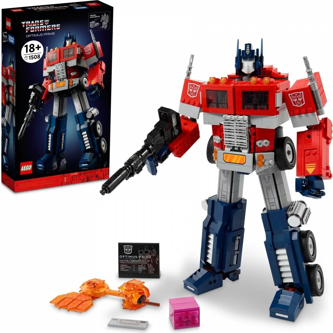 Set ndërtimi LEGO Icons 10302 Optimus Prime, 1508 pjesë, për të rritur
