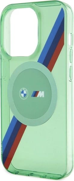 Mbështjellës BMW M Tricolor Stripes MagSafe për iPhone 15 Pro, i gjelbër