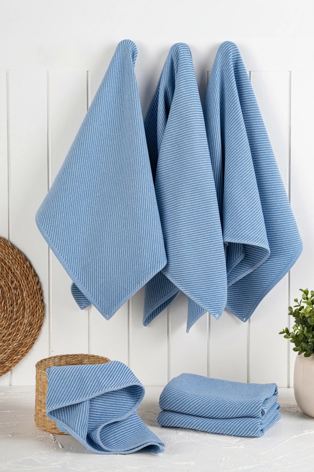 Set peshqirësh kuzhine (6 copë), Hermia Eloise, ngjyrë denim blue