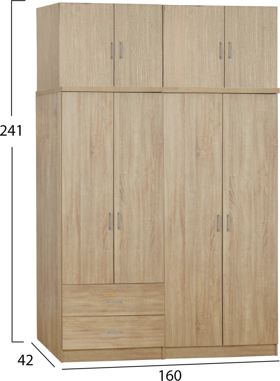 Set 4 pjesësh dollap me katër dyer me papafingo Sonama 160x42x241 FH11355.02