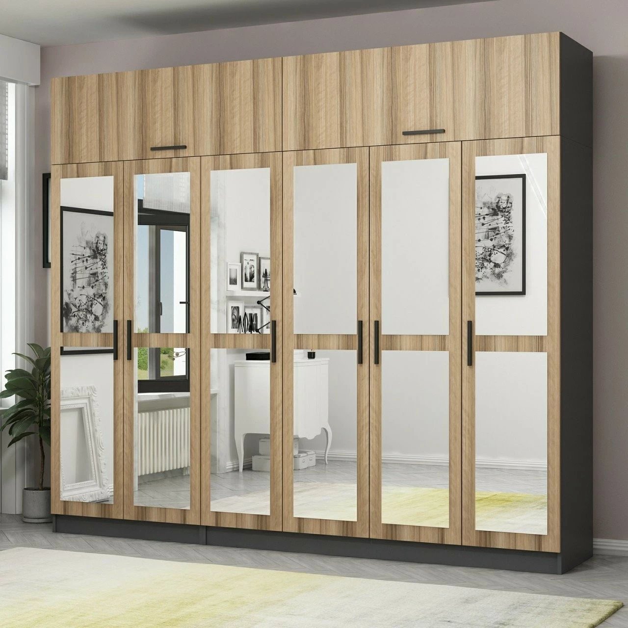 Dollap për rroba, ngjyrë arrë dhe antracit, Skye Decor - 5215