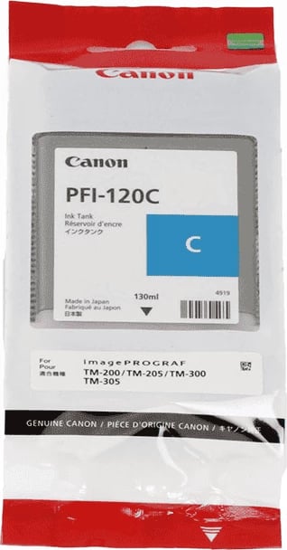 Rezervuar boje, Canon PFI-120C 2886C001, 130 ml, kompatibil me imagePROGRAF TM-200/TM-205/TM-300/TM-305, cian