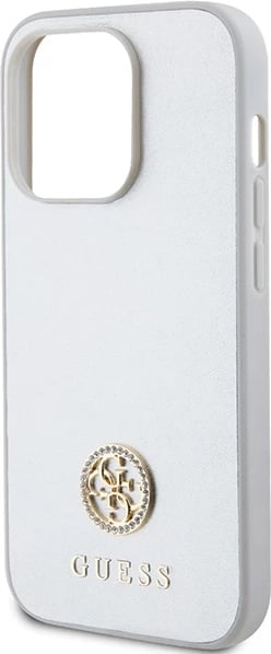 Mbështjellës Guess 4G Strass Metal Logo për iPhone 15 Pro, argjendtë