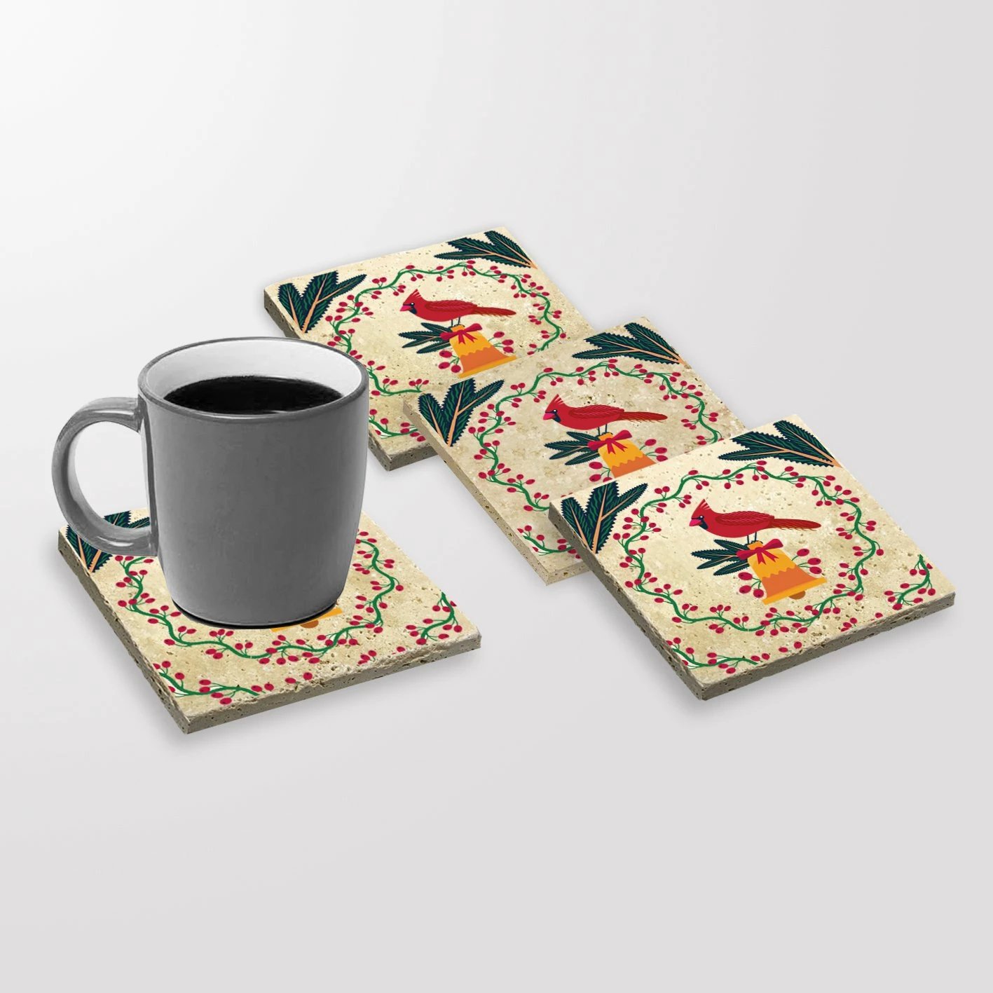 Set 4 copë nënfilxhanë prej guri natyral, shumëngjyrësh, Hermia, TBA387304